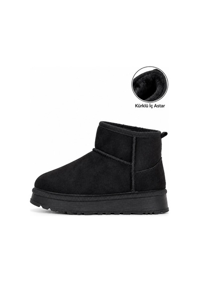 Vojo Jina İçi Kürklü Kalın Taban Yarım Kadın Bot 267800001913 01 Siyah