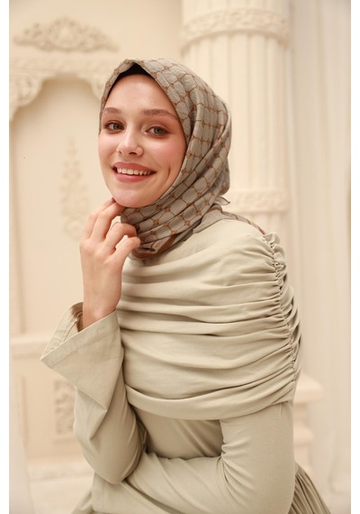 Silk Home Olinda Eşarp 48004-90 Gri, Çikolata Kahve