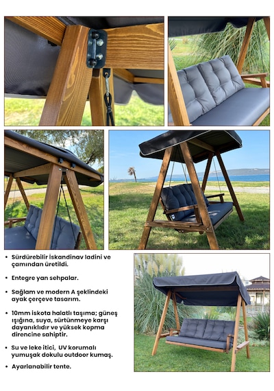 Pera 2000 Paris BaPera 2000 3 Kişilik Ahşap Bahçe Salıncağı, Balkon veTeras Salıncağı, Dış Mekan Salıncağı/Antrasit Pera 2000 Paris BaPera 2000 3 Kişilik Ahşap Bahçe Salıncağı, Balkon veTeras Salıncağı, Dış Mekan Salıncağı/Antrasit