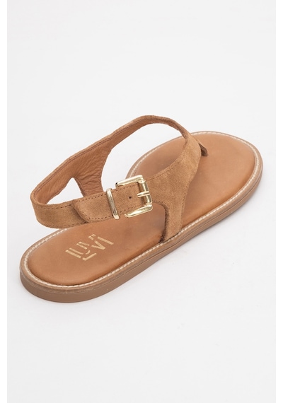 Luvishoes Luvi Shoes Belinda Toprak Süet Hakiki Deri Kadın Parmak Arası Sandalet Toprak