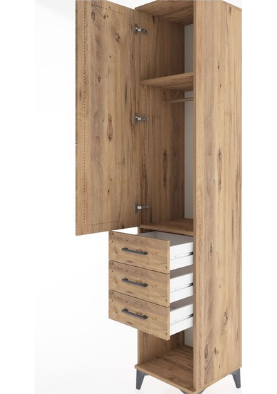 Hyperion Dolap 2 Raflı 3 Çekmeceli Tek Kapaklı 44x44x221 Çam-çam Atlas Çam