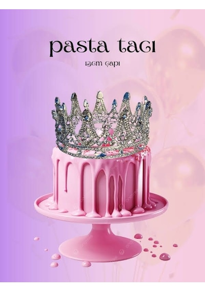 Pasta Tacı Doğum Günü Taçı Kraliçe Tacı Pasta Tacı Kına Düğün Tacı Kral Gümüş Kaplama 13cm Silver