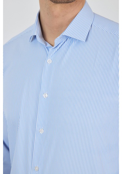 İmza Uzun Kol Çizgili Desen Bez Ayağı İtalyan Yaka Cepsiz Esnek Classic Slim Fit Gömlek 1004250200 Beyaz İmza Uzun Kol Çizgili Desen Bez Ayağı İtalyan Yaka Cepsiz Esnek Classic Slim Fit Gömlek 1004250200 Beyaz