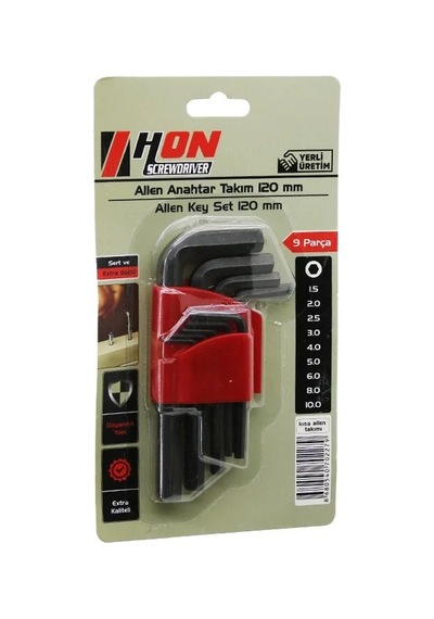 Lb 9pcs Siyah Kısa - Düz 120mm Alyan Allen Anahtar Takımı Brkt-702279