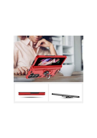 Galaxy Z Fold 5 Kılıf Vega Yüzüklü Standlı Zırh Kılıf