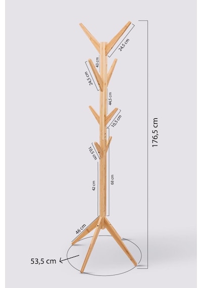 Digithome Bambu Portmanto Askılık 8'li Modern Vestiyer Ayaklı Askılık Ahşap Elbise Askısı Db-0026 Kahverengi