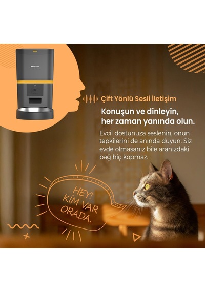 Qq005 Gece Görüşlü 480p Kameralı, Akıllı Otomatik Kedi Mama Kabı, Tuya App-wifi Uzaktan Kontrol