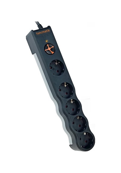 Tunçmatik Powersurge TSK6136 1050J 5'li Akım Korumalı Priz 1.5 M Siyah