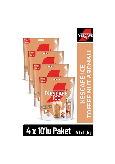 Nescafe Ice Toffee Nut Aromalı Çözünebilir Kahve 10,5g 10'lu Paket 10x4 Diğer