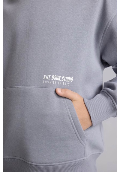 Defacto Kapüşonlu Baskılı Gri Erkek Çocuk Sweatshirt H9682a8/gr27
