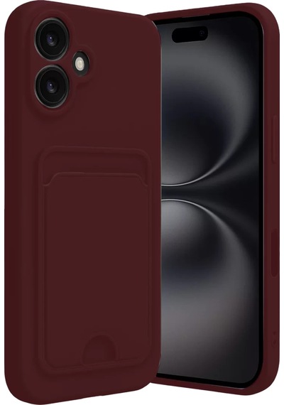 Newface Apple İphone 16 Kılıf Kelvin Kartvizitli Silikon - Bordo