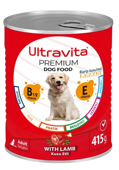 Ultravita Premium Yüksek Proteinli Kuzu Etli Konserve Köpek Maması 6 x 415 G