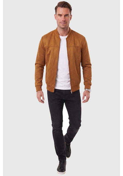 Rizzup Erkek Slim Fit Likralı Taba Süet Ceket Kırışmayan Ütü Gerektirmeyen Mevsimlik Mont 2504334