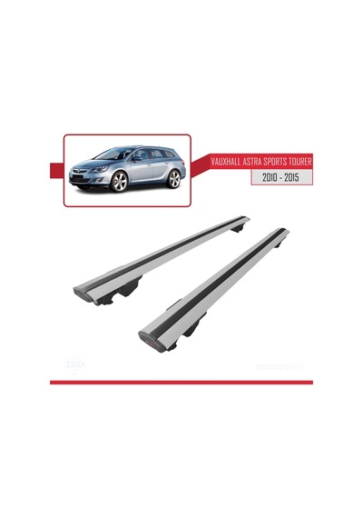 Vauxhall Astra Mk6 Estate 2010-2015 Arası İle Uyumlu Hook Model Anahtar Kilitli Ara Atkı Tavan Barı Gri