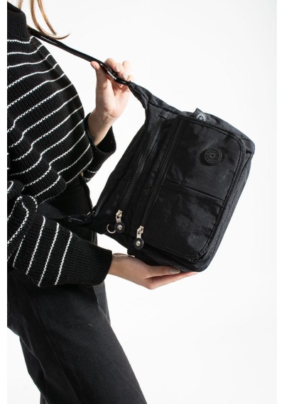 Baginn Klinkır Kadın Postacı Çanta Çok Cepli Kapaklı Model 30 20 Cm Su İtici Çapraz Askılı Postacı Çanta Siyah