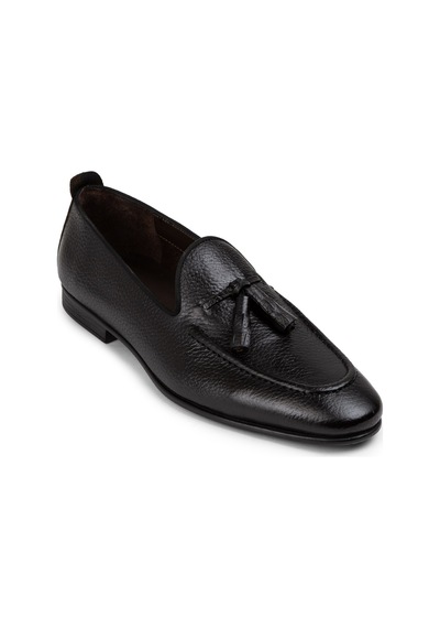 Deery Hakiki Deri Siyah Püsküllü Erkek Loafer - 01701msyhc07 Siyah