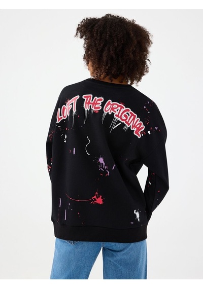 LOFT Relax Fit Kadın Sweatshirt Siyah