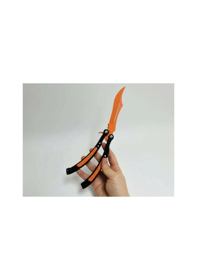 Cs2 Kelebek/butterfly Bıçak Plastik Turuncu Oyuncak 3d Keskin Değil