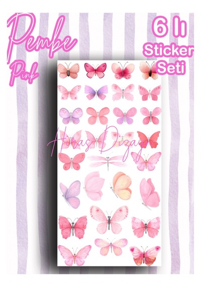Hiras Dizayn Pembe Temalı Sticker Seti 6 Sayfa, Ajanda Ve Scrapbook Çok Renkli