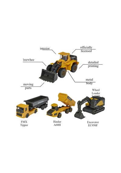 Majorette 1:64 Giftpack 4'lü Araçlar Serisi Volvo Construction