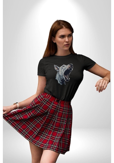 Bull Terier Köpek Havlama Unisex Unisex Siyah Organik Baskılı T-shirt Penye Yüksek Kalite Siyah