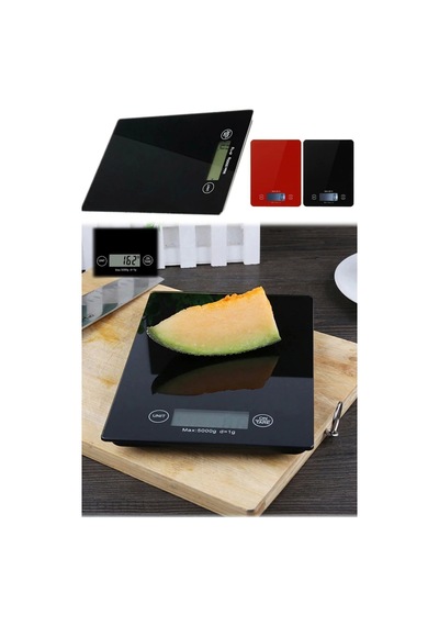 Dijital Mutfak Tartısı - 5 Kg Kapasite, 1 Gram Hassasiyet, Şık Siyah Cam Tasarım