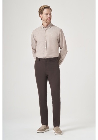 İmza Kahverengi Yan Cep Slim Fit Esnek Chino Pantolon 1003260154