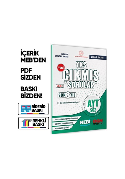 2026 YKS-ayt Mebi Din Kültürü Ve Ahlak Bilgisi ÖSYM Çıkmış Soru Bankası SÖZEL Son 8 Yıl Baskı Ücreti