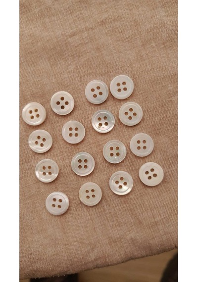 Doğal Hakiki Midye Kabugu Düğme -15 Mm 12 Adet