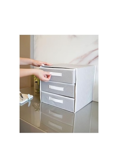 Orret Home Dolap İçi Kumaş Kaplamalı Mini Çekmece Organizer, Çekmeceli Dolap İçi Düzenleyici, İç Çamaşırı Çorap Tekstil Organizer Kutusu 3 Çekmeceli Açık Bej