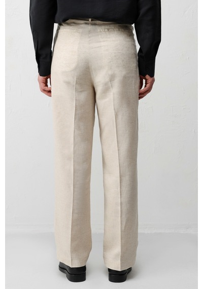 Antioch Keten Karışımlı Erkek Baggy Pantolon Ekru