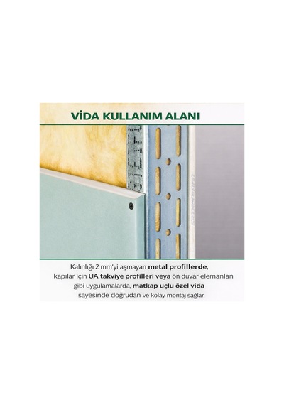 Matkap Uçlu Alçıpan Vidası Siyah 3.5x35 Mm 100 Adet Metal Profil Uyumlu 3.5*35