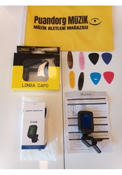 Tuner Dijital Akort Aleti +gitar Ve Bağlama Kaposu + Pena Ve Mızrap Seti Hediyeli