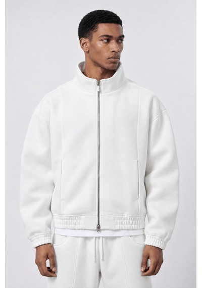 Respire Erkek Crop Fit Panda Oversize Zip Ekru