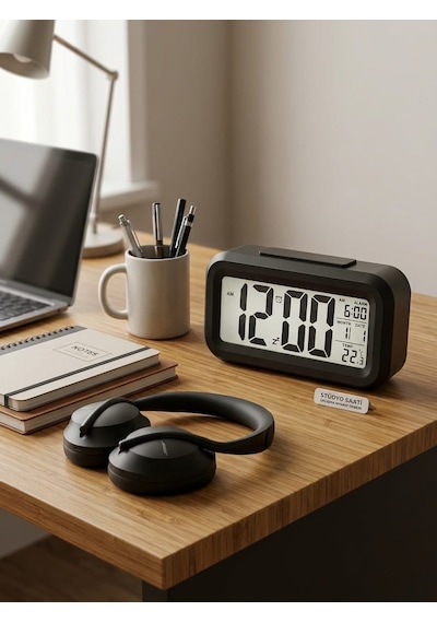 Dijital Masa Saati - Işıklı Lcd Ekran, Alarmlı, Erteleme Snooze , Takvim Ve Sıcaklık Göstergeli Akıllı Çalar Saat Çalışma Masası Saati Siyah Dijital Masa Saati - Işıklı Lcd Ekran, Alarmlı, Erteleme Snooze , Takvim Ve Sıcaklık Göstergeli Akıllı Çalar Saat Çalışma Masası Saati Siyah
