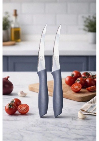 Sebze Ve Meyve Bıçağı, Çelik, Gri, Lazer Kesim Tırtıklı Uç, 22 Cm, 6 Adet Diğer