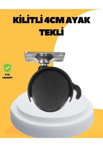 4 Cm Kilitli Mobilya Tekerleği Tekli Sessiz Ve Dayanıklı Siyah