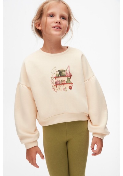 Xo Kids Kiz Çocuk Sweatshirt 4-8 Yaş 37518 Krem