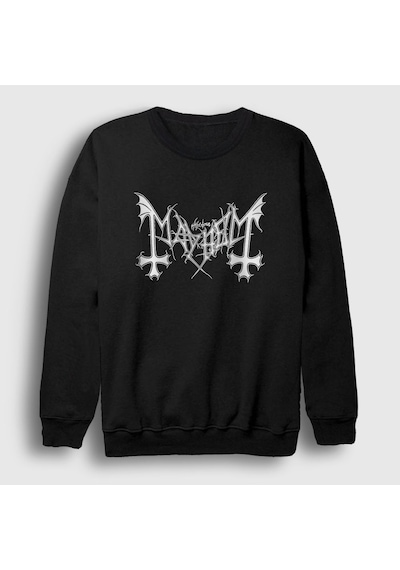 Presmono Unisex Logo Mayhem Sweatshirt Siyah