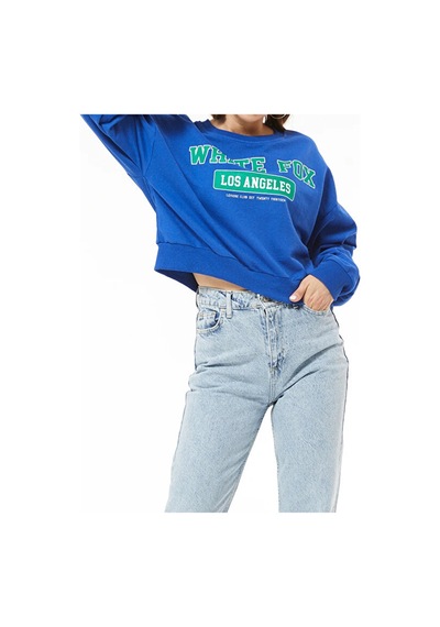 Tex Republic Kadın Siyah Baskılı Sweatshirt Mavi