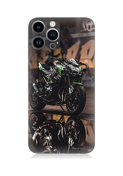 Apple Uyumlu iPhone 14 Pro  Motosiklet Gecesi Desenli Silikon Kılıf