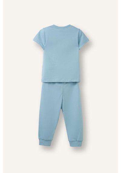 Defacto 2li Mavi Baskılı Kısa Kollu Pijama Takımı Erkek Bebek H5629a526aube526 Mavi-be526
