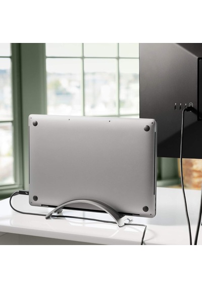 Bookarc Macbook İçin Apple Dizüstü Bilgisayarlar İçin Yer Tasarrufu Sağlayan Dikey Dizüstü Bilgisayar Standı Gümüş