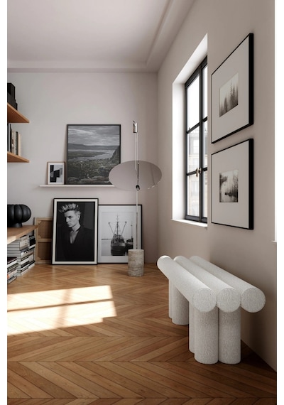 101 Copenhagen Hiro Bouclé Minimalist Tasarım Dekoratif, Kırık Beyaz Bench Dikdörtgen Puflar