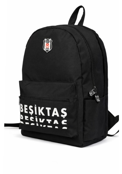 Beşiktaş Lisanslı 3 Bölmeli Sırt Çantası - Laptop Gözlü Su İtici Özellikli Yazı Baskılı Okul Çantası Siyah