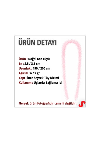 Pembe İnce 7 Gr Otriş Boa Tüy, 3,5 Cm X 2 Mt 1+