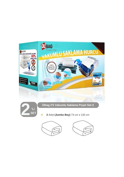 2'li Vakumlu Hurç Seti-2 Baza Altı Yorgan Boy 73 Cm X 130 Cm Baza Altı Yorgan Şeffaf