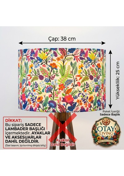 Özel Tasarım 3d Dijital Baskılı Otantik Renkli Çiçekler Desenli Kumaş Lambader Başlığı Sadece Başlık Çok Renkli