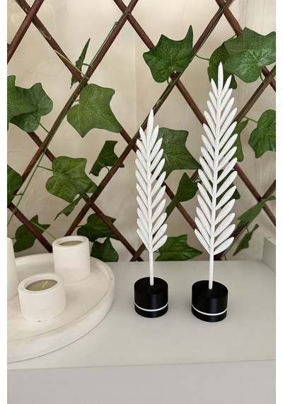 Modern Minimalist Doğa Temalı Yaprak Seti Mermer Beyazı Renkli Dekoratif Obje Mermer Beyaz - 698301863