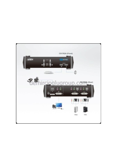 Aten 2 Port Lu Usb 2.0 Dvı Kvmp Switch + 2 Port Lu Usb 2.0 Hu